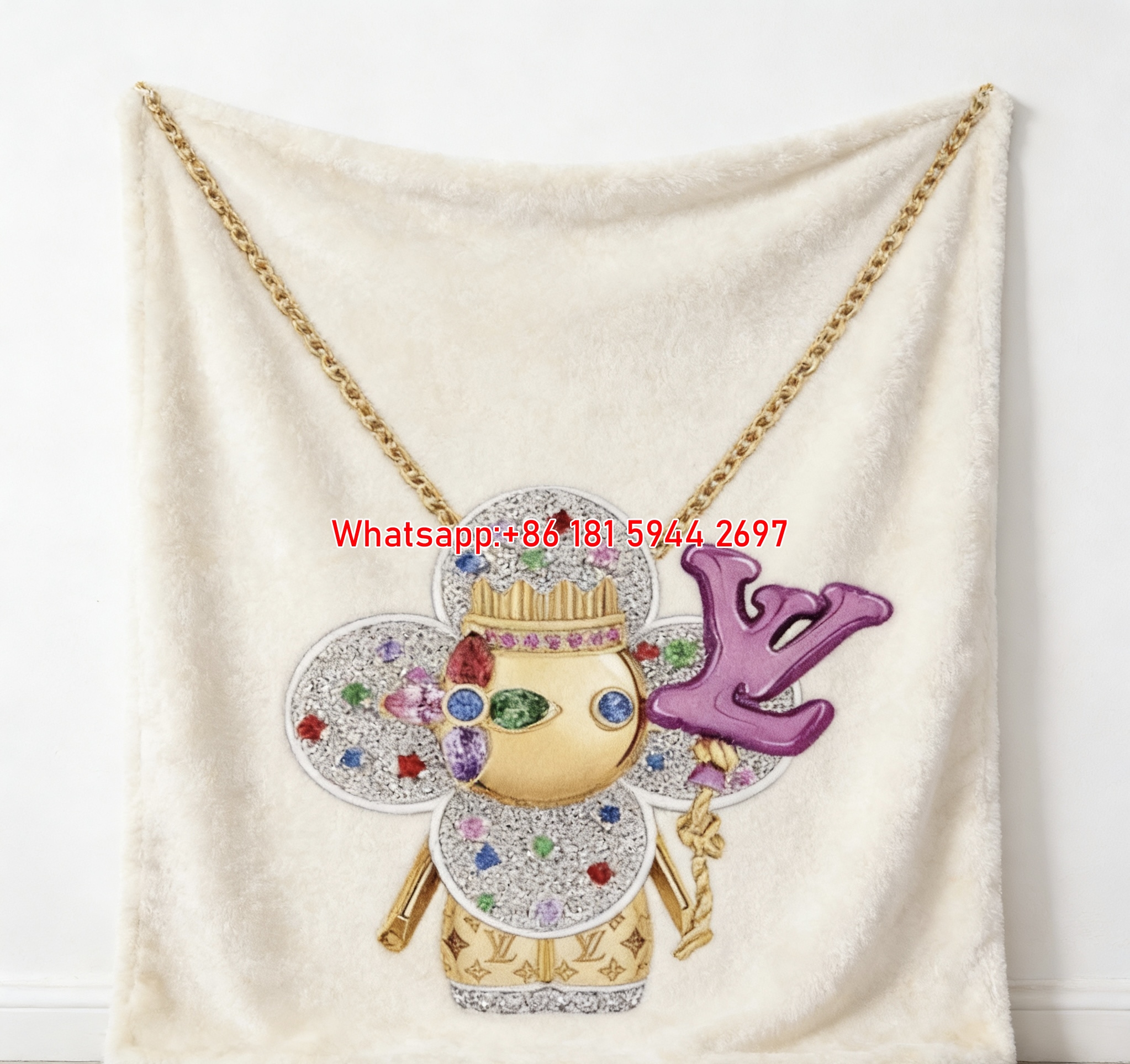 LV Vivienne Gem Necklace Blanket Colorful LV Vivienne Doll Throw 218